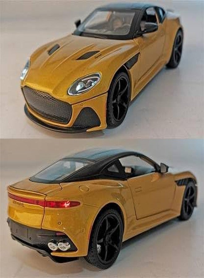 PEZYOX Scale Exclusive Alloy Metal Pull Back Die-cast Car Model with Sound Light Mini Auto Toy for Kids Metal Model Toy Car with Sound and Light (1.22 Scale- Aston Martin -Yellow) - Image 3